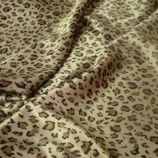 Атлас стрейч светло-бежевый коричневый принт леопард ш.120