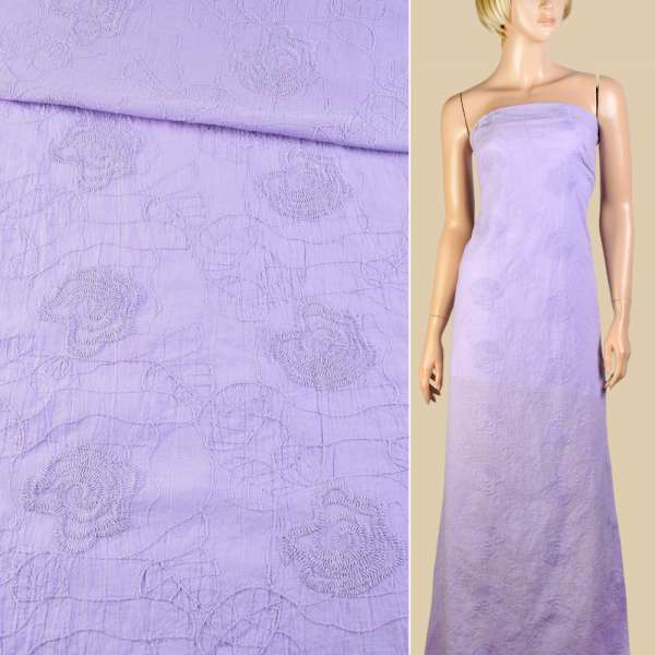 Батист фиолетовый светлый с вышивкой ш.145
