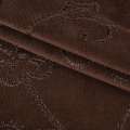Мікровельвет темно-коричневий, вишитий шовковою ниткою, ш.145