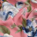 Вискоза розовая темная в сине-голубые цветы, ш.140