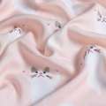 Вискоза розовая светлая, белые кошки, ш.140
