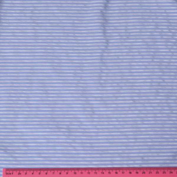Вискоза голубая в тонкую черно-белую полоску, ш.150