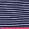 Вискоза синяя темная в тонкую черно-белую полоску, ш.150