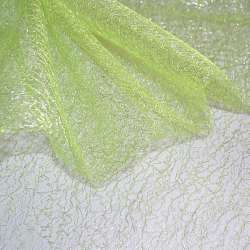 Гіпюр-павутинка салатова з сріблястим люрексом ш.156