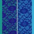 Кружевное полотно стрейч синее электрик цветы с кругами ш.150