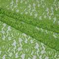 Кружевное полотно стрейч розы зеленое светлое ш.150