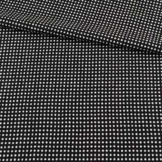 Ткань костюмная 2-ст. черная в белый горох+клетка ш.150