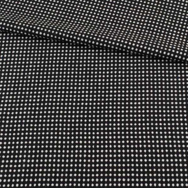 Тканина костюмна 2-ст. чорна в білий горох + клітина ш.150
