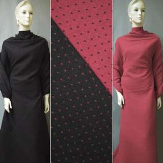Ткань костюмная 2-ст. розово-черная в мелкий горох ш.150