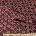 Жаккард двосторонній чорний в рожеві квіти, ш.150