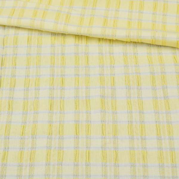 Сорочкова тканина стрейч в смужку сіру, жату, жовта, ш.130