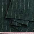Тканина костюмна ялинка чорно-зелена з бежевою смужкою ш.147