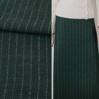 Ткань костюмная елочка черно-зеленая с бежевой полоской ш.147