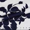 Коттон-жаккард стрейч белый в синие цветы ш.150