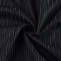 Ткань костюмная с вискозой черная в темно-серую и бежевую узкую полоску, ш.150