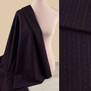 Ткань костюмная фиолетовая темная в оливковые штрихи и полоски, ш.150