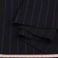 Тканина костюмна чорна в синю смужку 20мм ш.152