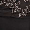 Тканина костюмна чорна з вишитими зигзагом білими гілочками, ш.150