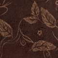 Ткань костюмная коричневая с вышивкой и золотым рисунком, ш.150