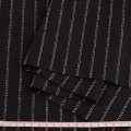 Ткань костюмная с шерстью черная в двойную белую полоску ш.153