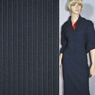 Ткань костюмная темно-синяя в полоску с люрексом ш.152