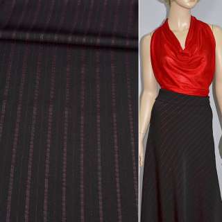 Ткань костюмная бордовая темная в широкую полоску с люрексом ш.152