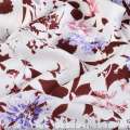 Коттон белый в коричнево-розово-сиреневые цветы ш.145