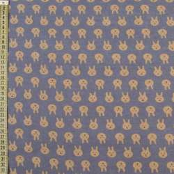 Котон з ворсом бузково-сірий, бежеві зайчики, ш.150