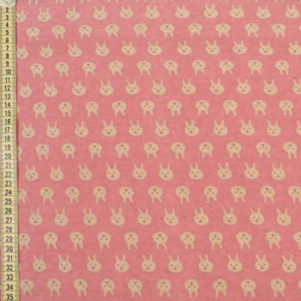Котон з ворсом* рожевий, бежеві зайчика, ш.150