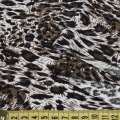 Микролайкра белая с болотно-черным принтом леопарда ш.170