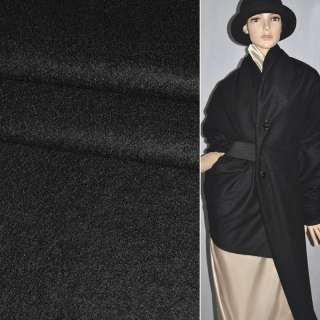 Лоден букле фактурне діагональ пальтово-костюмний чорний, ш.150