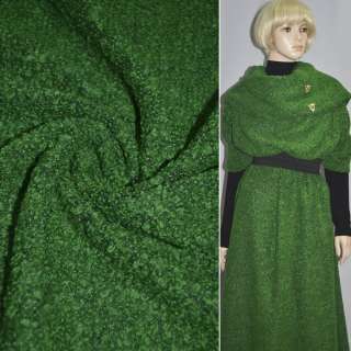 Лоден букле крупное пальтовый меланж зелено-черный, ш.150