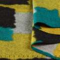 Лоден пальтовый прямоугольники бирюзово-серо-черно-желтый, ш.155