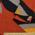 Лоден пальтовый геометрический рисунок сине-желто-оранжевый на сером фоне, ш.155