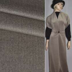 Пальтовая ткань с ворсом меланж елочка на коричневом фоне серо-коричневая ш.150