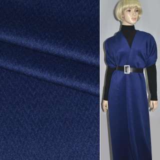 Пальтовая ткань с ворсом стриженым елочка синяя, ш.150 см
