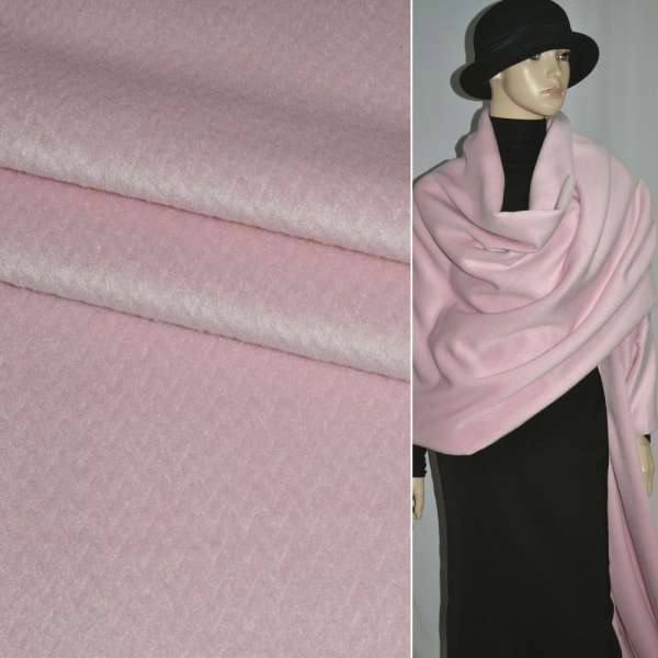Пальтова тканина з ворсом стриженим ялинка рожева, ш.150
