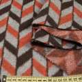 Пальтова тканина з ворсом ялинка ромби сірі, коричневі, помаранчеві, ш.155