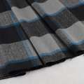 Пальтова тканина в клітинку з ялинкою чорно-синя на сірому тлі, ш.145