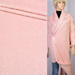 Пальтова тканина з ворсом стриженим ялинка зигзаг рожева, ш.150