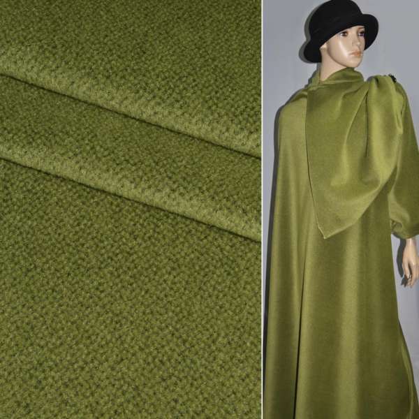 Пальтова тканина з ворсом меланж на чорній основі болотна ш.151