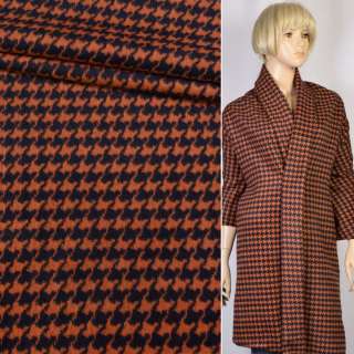 Пальтовая ткань с ворсом гусиная лапка 20мм оранжево-черная, ш.150