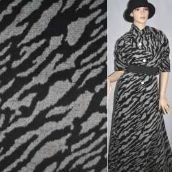 Пальтовая ткань с ворсом тигровый рисунок серая с черным, ш.150