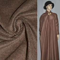 Пальтова тканина з ворсом точка теракотово-біла на коричневому тлі, ш.150