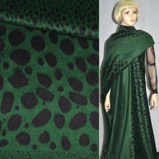 Пальтовая ткань с ворсом овалы черные (рапорт) зеленая, ш.150