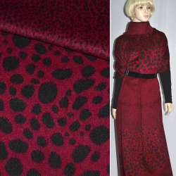 Пальтова тканина з ворсом овали чорні (рапорт) червона, ш.150
