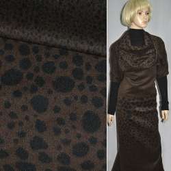 Пальтовая ткань с ворсом овалы черные (рапорт) коричневая, ш.150