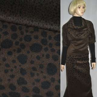 Пальтовая ткань с ворсом овалы черные (рапорт) коричневая, ш.150