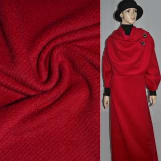 Пальтова тканина з ворсом стриженим діагональ червона, ш.150