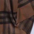 Шерсть пальтовая с ворсом коричневая в черную, оранжевую клетку, ш.150